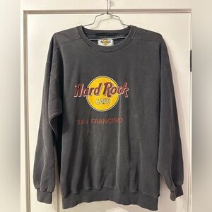 Vintage Hard Rock Cafe San Francisco Men's Black Crew Neck Sweatshirt Size XL